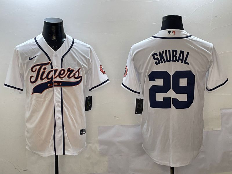 Men Detroit Tigers #29 Skubal White Joint Name 2025 Nike MLB Jersey style 1